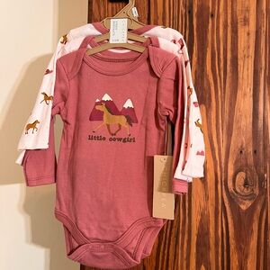 Chick Pea Pink Little Cowgirl Bodysuit Set